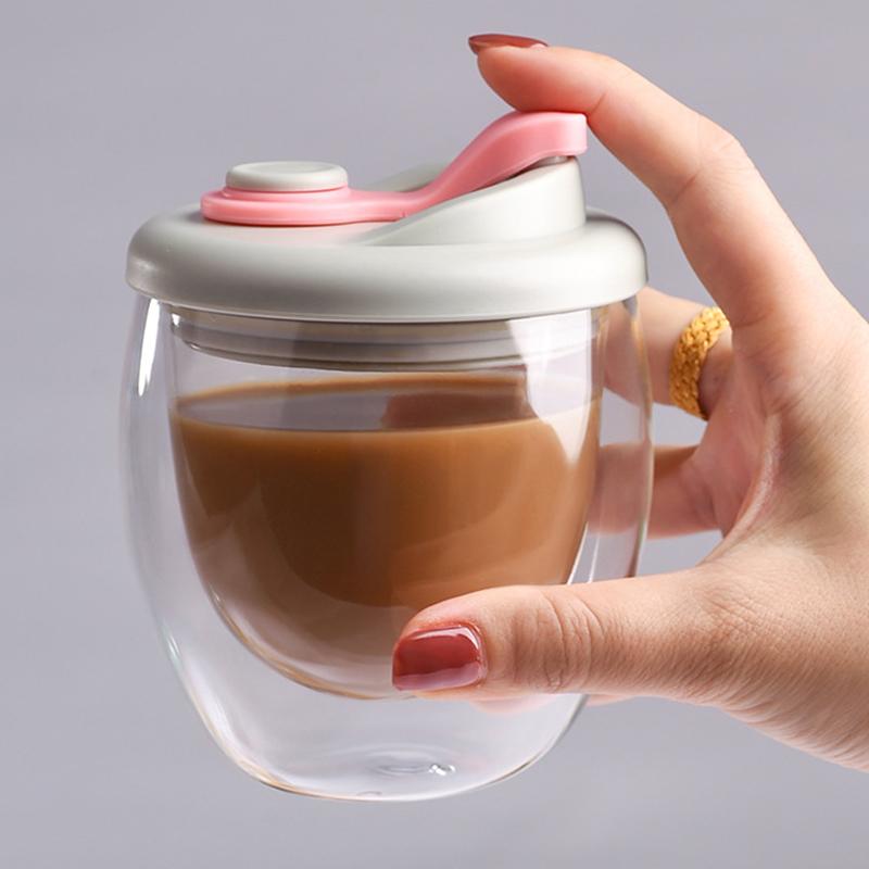 Double Walled Borosilicate Glass Cup with Silicone Lid (250ml)