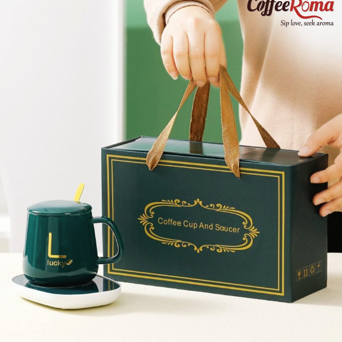 Coffee Mug Warmer Gift Set (Green) - Coffeeroma