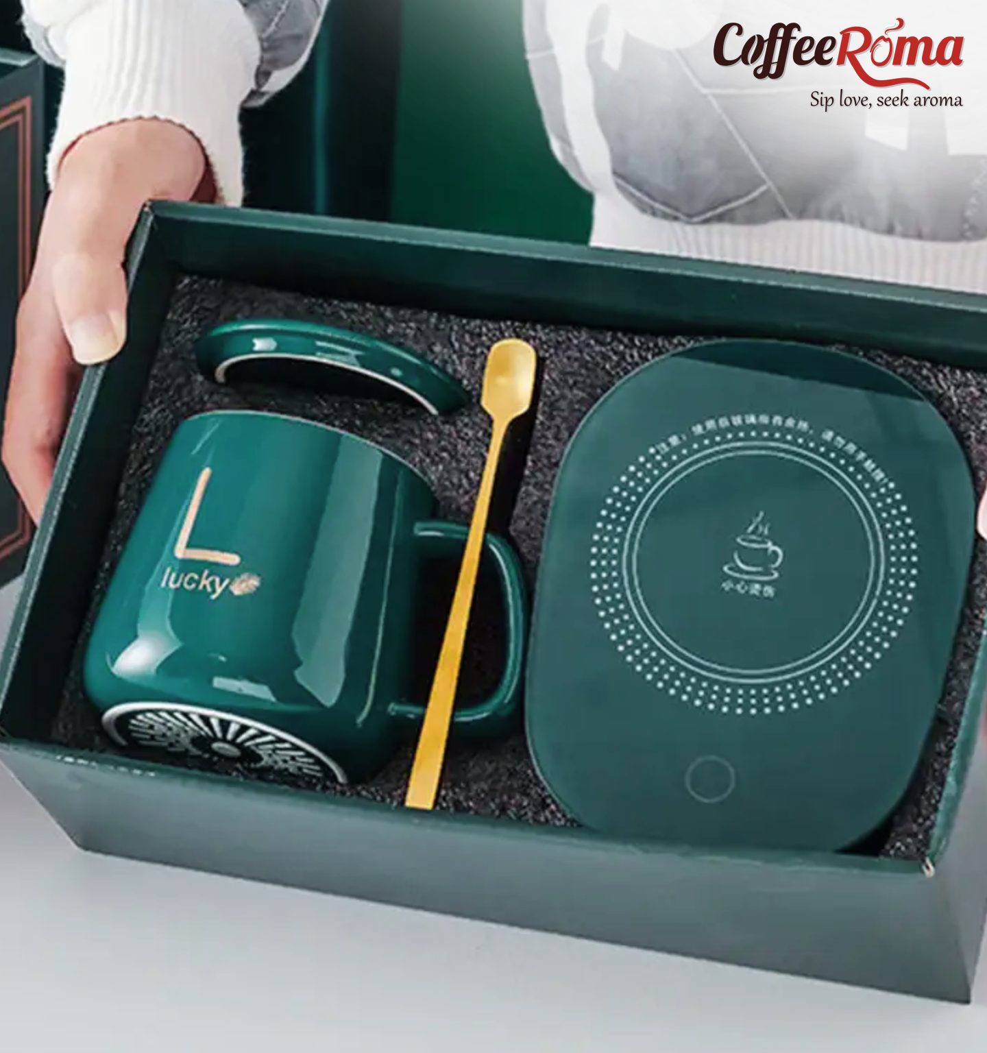 Coffee Mug Warmer Gift Set (Green) - Coffeeroma